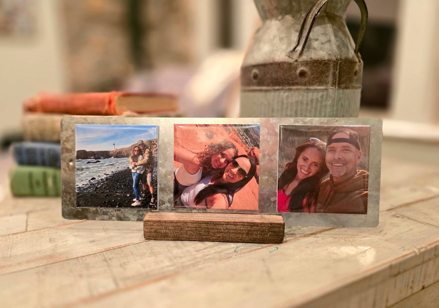 Wood Magnetic Board and 3 Custom 3' Photo Magnets