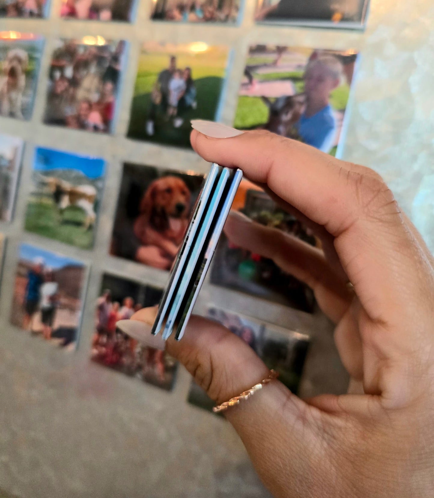 Wood Magnetic Board and 5 Custom 2' Photo Magnets